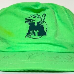 Vintage Signed 1991 Madison Muskies Snapback Hat Cap MiLB Baseball Fluorescent